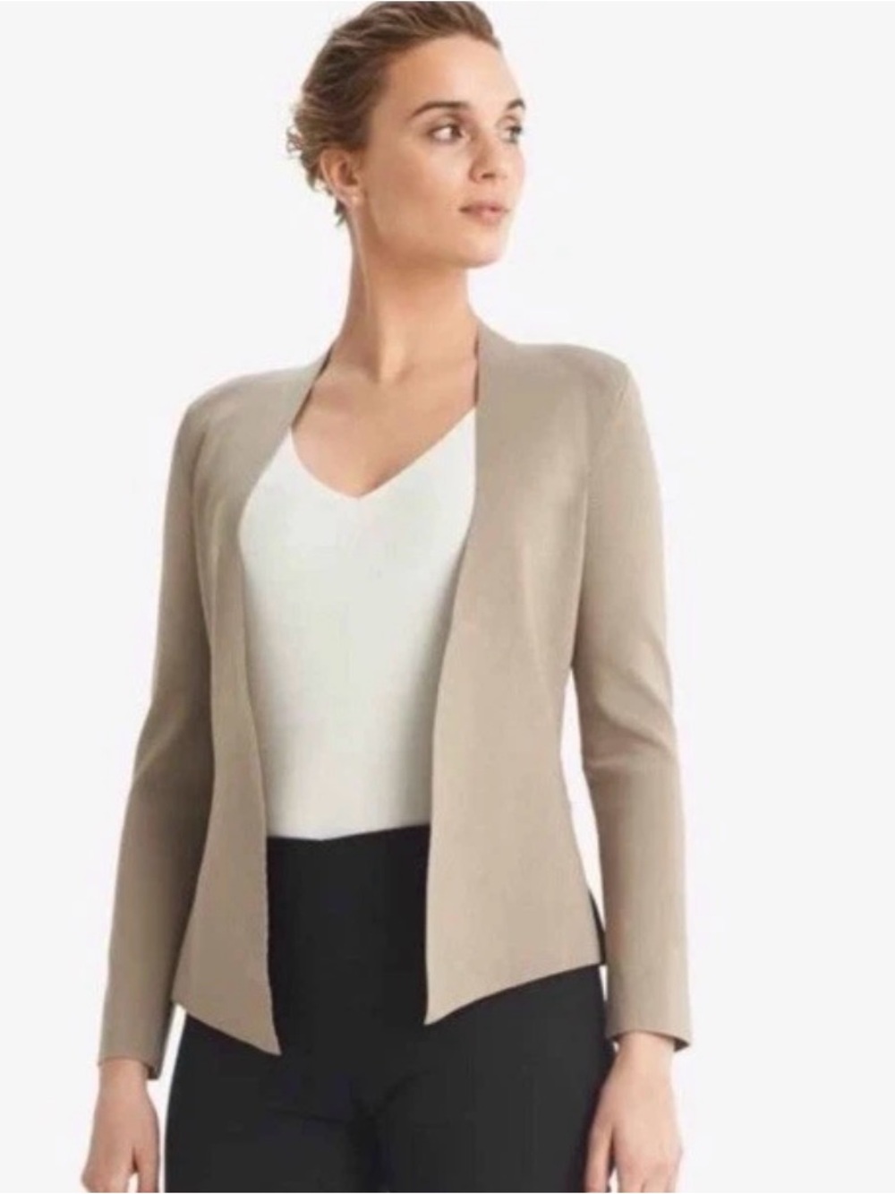 M.M. Lafleur XS The Woolf Jardigan Taupe Knit Jacket Cardigan Office Business